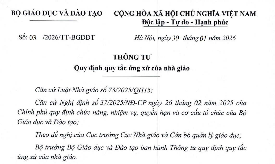 Sở Giáo dục và Đào tạo Đồng Nai triển khai Thông tư 03/2026/TT-BGDĐT về Quy tắc ứng xử của nhà giáo mới nhất