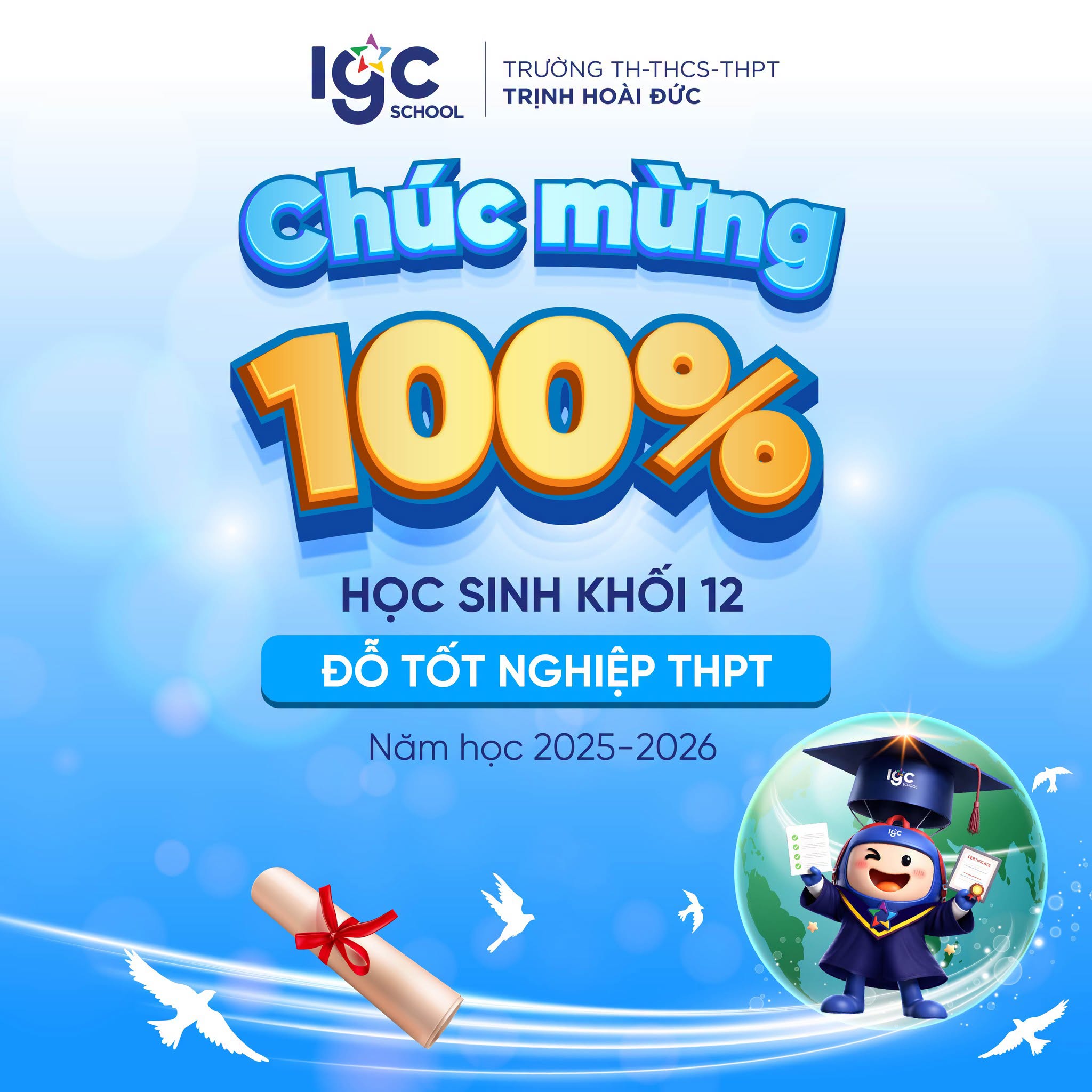 CHÚC MỪNG 100% HỌC SINH KHỐI 12 TRỊNH HOÀI ĐỨC ĐỖ TỐT NGHIỆP THPT NĂM HỌC 2025 - 2026