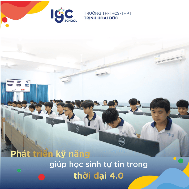 Hệ thống máy tính kết nối mạng đồng bộ phục vụ lộ trình thi chứng chỉ quốc tế MOS cho học sinh trung học. Cơ sở vật chất tin học tại trường có hồ bơi và cơ sở vật chất tốt ở Trảng Bom đạt chuẩn quốc tế.